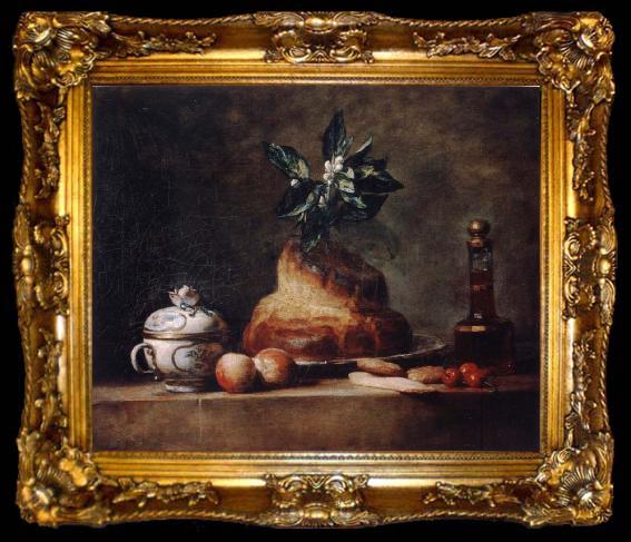framed  Jean Baptiste Simeon Chardin Style life with Brioche, ta009-2